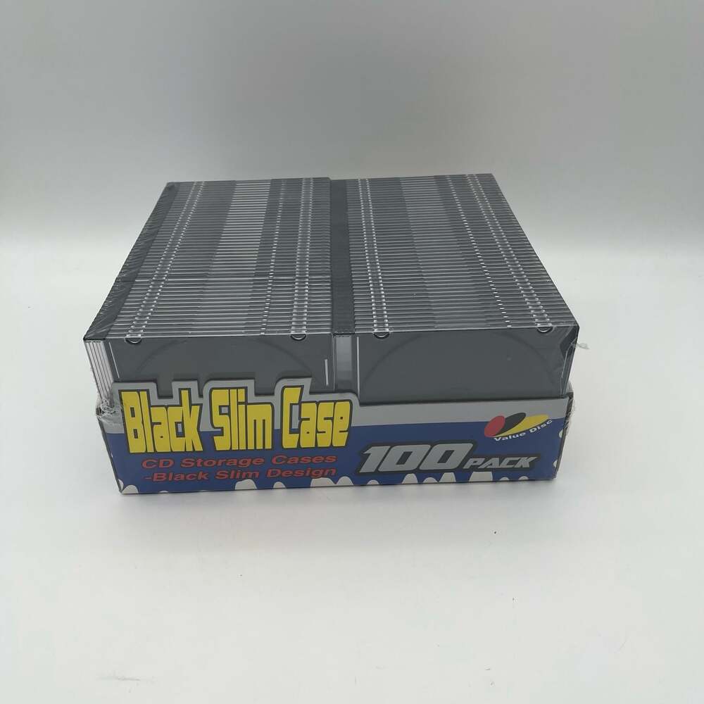 Value Disc 100 Pack Black Slim 5mm CD/DVD‎ Storage Jewel Cases New Sealed